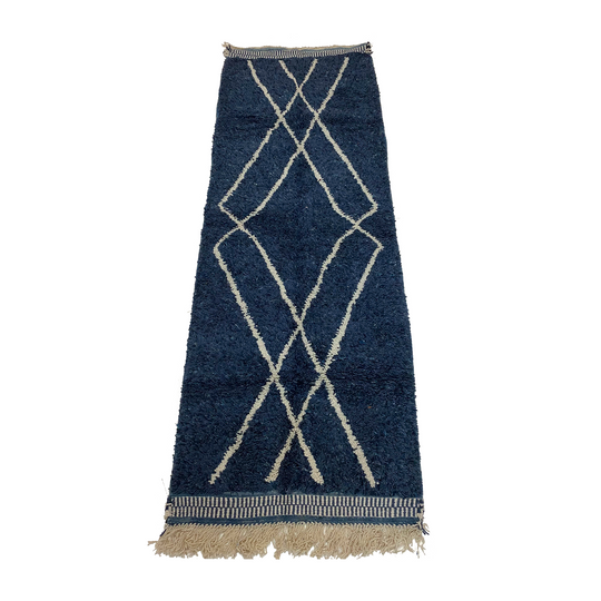 Navy blue Moroccan beni ourain rug - Kantara | Moroccan Rugs