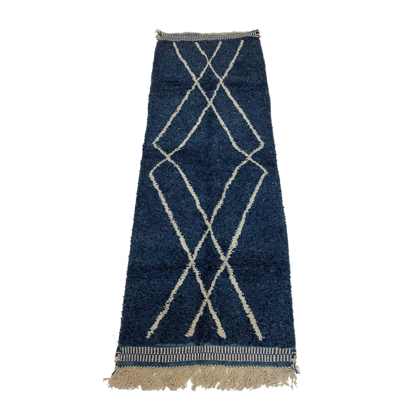 Navy blue Moroccan beni ourain rug - Kantara | Moroccan Rugs