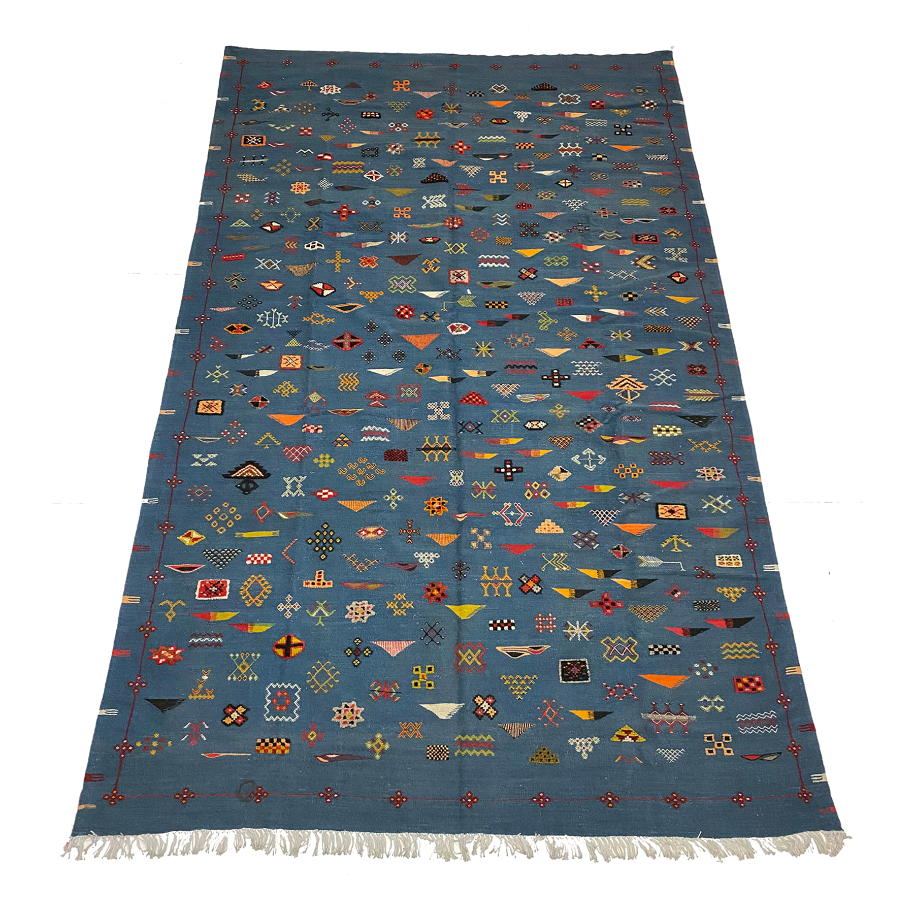Sky blue flatwoven Moroccan kilim rug - Kantara | Moroccan Rugs