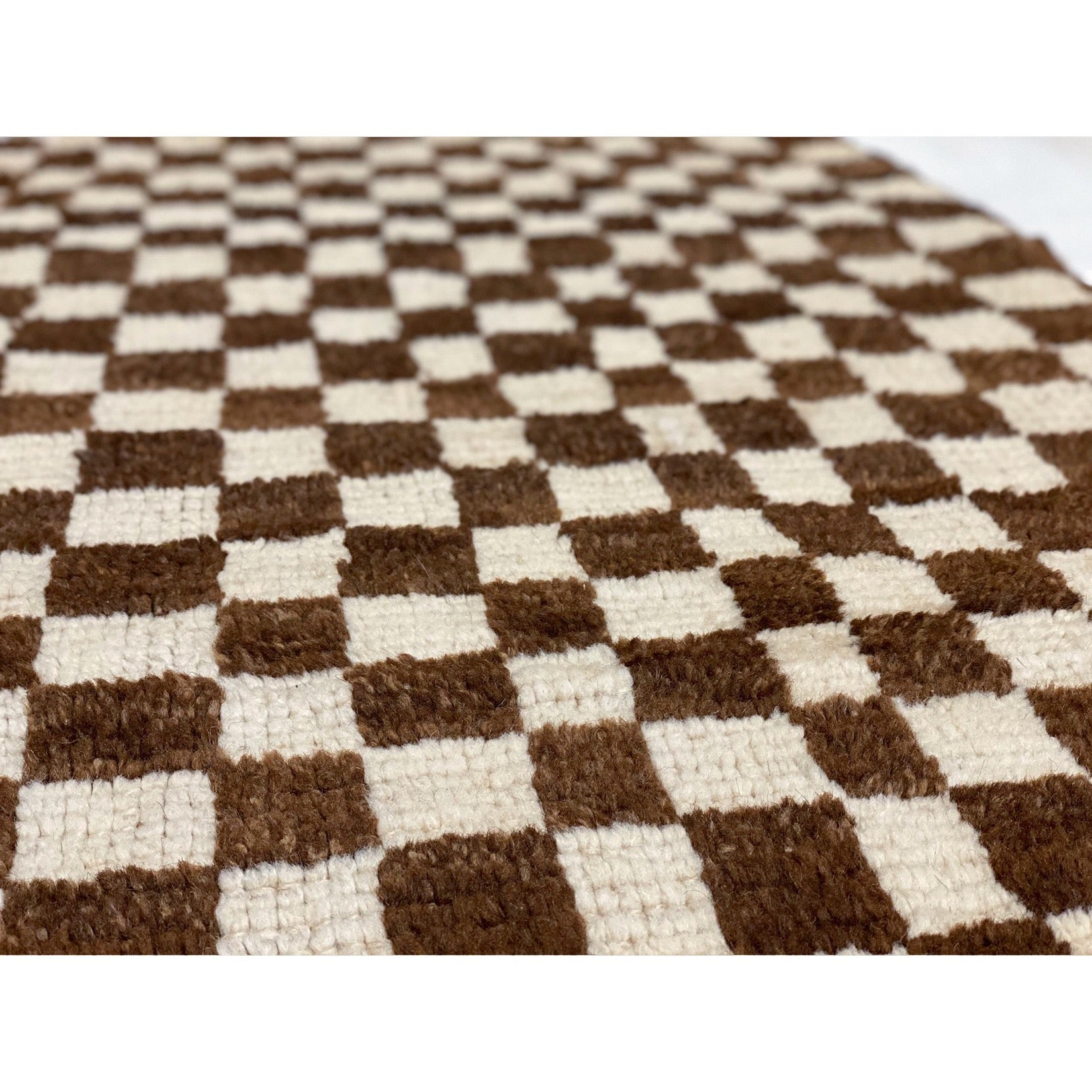 White and brown Moroccan berber rag rug - Kantara | Moroccan Rugs