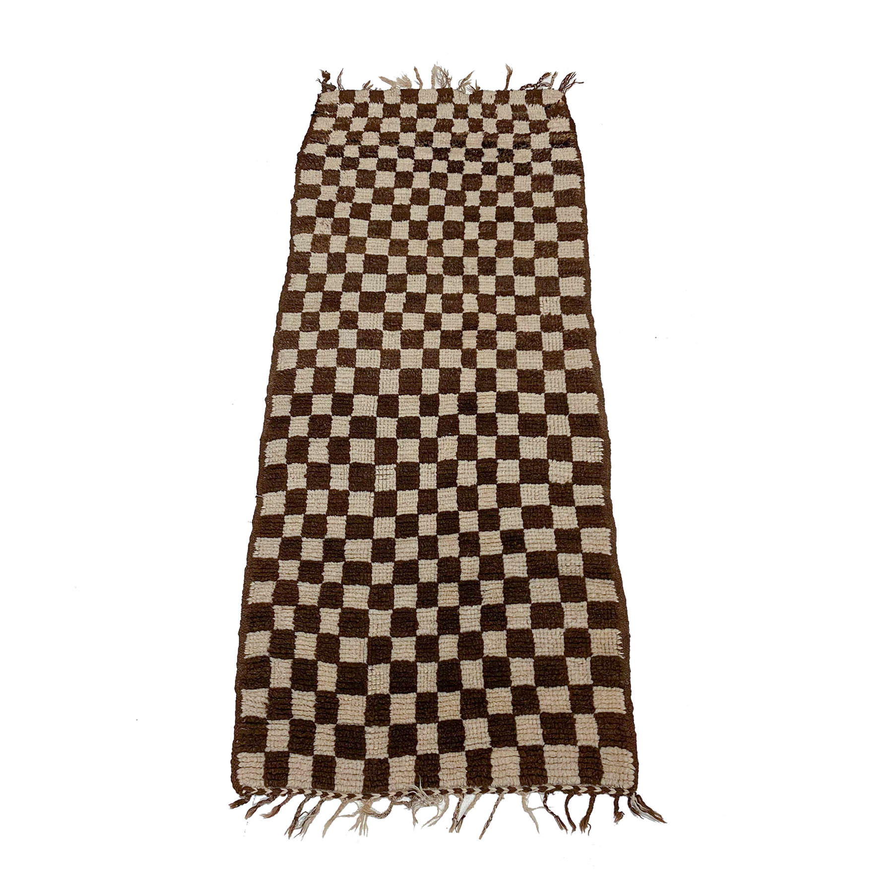 Checkerboard Moroccan boucherouite runner throw rug - Kantara | Moroccan Rugs