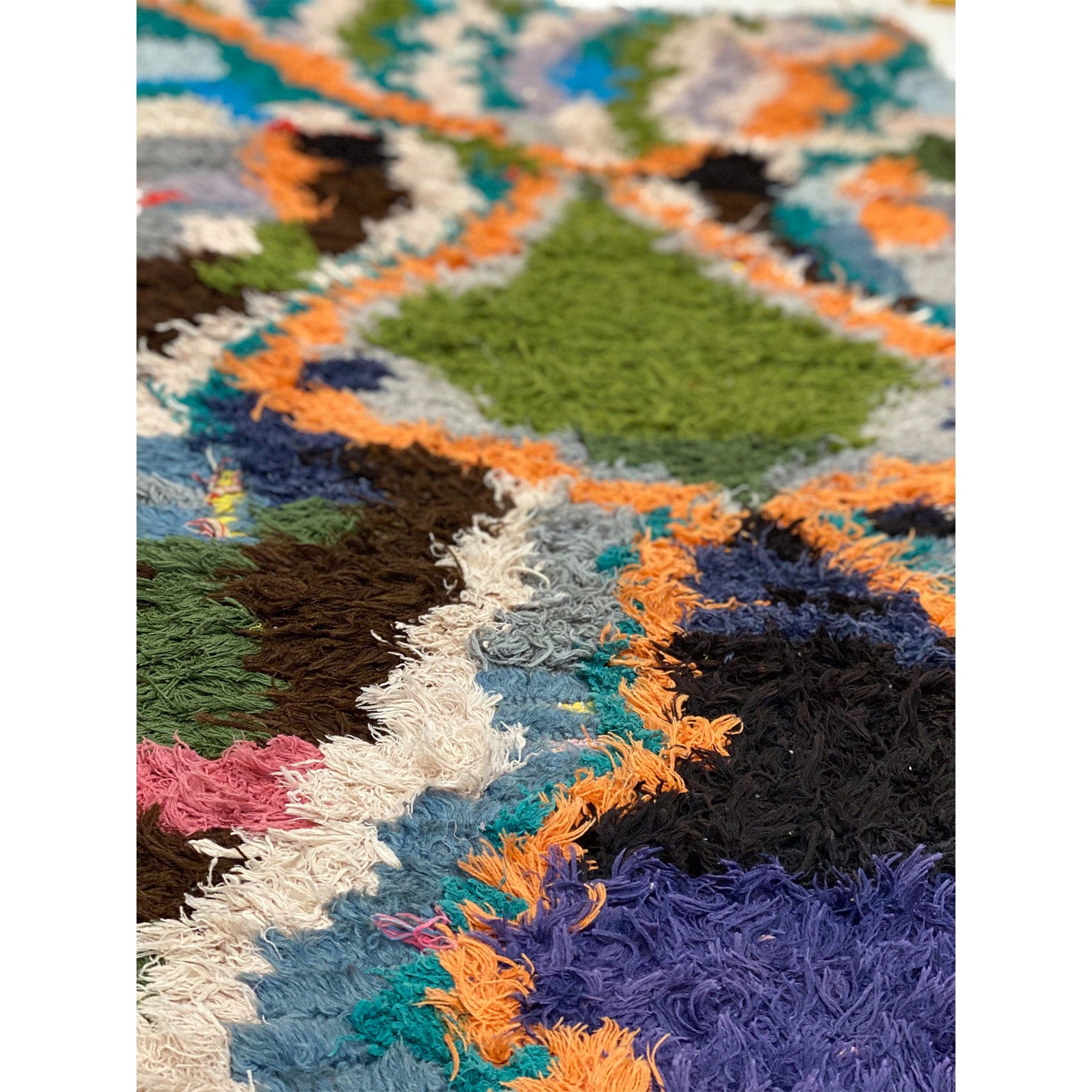 Eclectic bohemian Moroccan boucherouite rag rug - Kantara | Moroccan Rugs 
