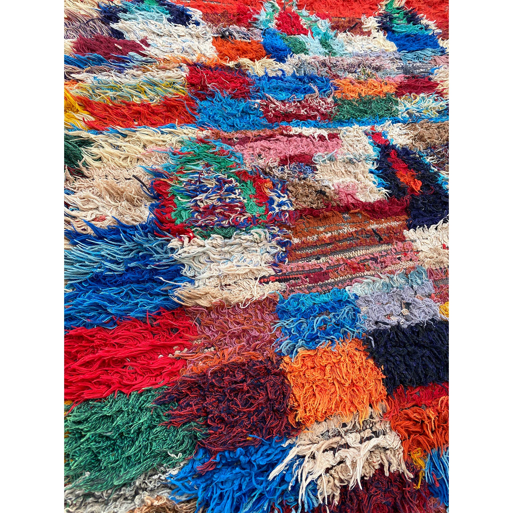 Colorful upcycled hand made Moroccan boucherouite rag rug - Kantara | Moroccan Rugs