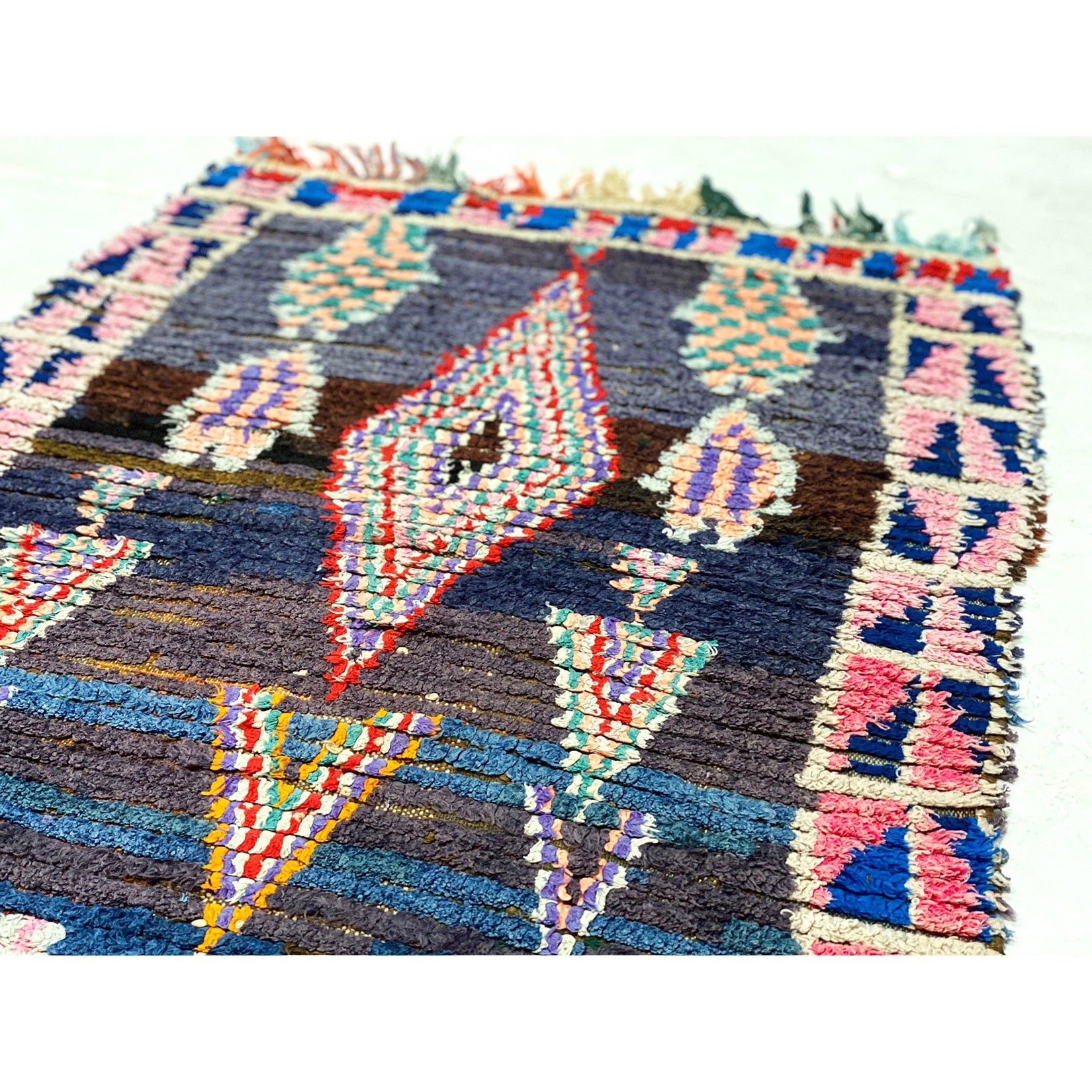 Authentic colorful Moroccan boucherouite artisan rug - Kantara | Moroccan Rugs
