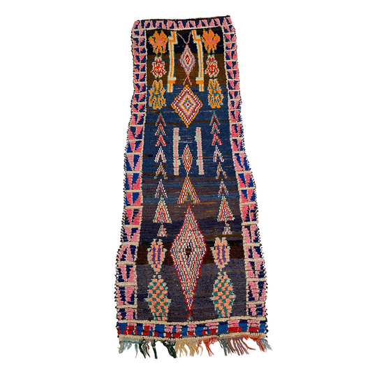 Colorful tribal Moroccan boucherouite runner rug - Kantara | Moroccan Rugs