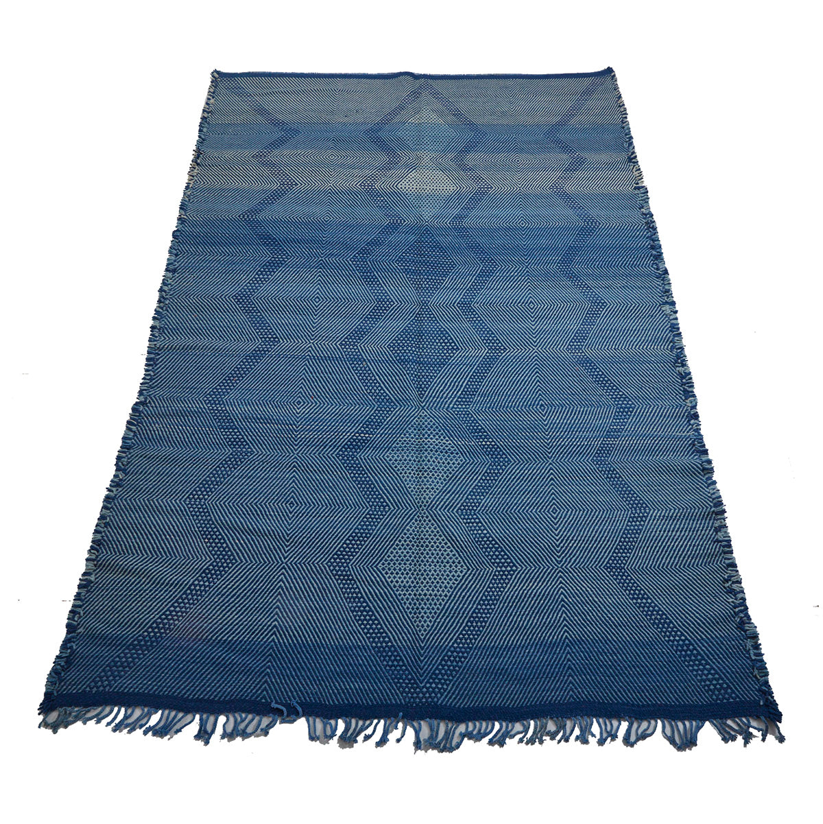 Blue geometric Moroccan flatweave rug - Kantara | Moroccan Rugs