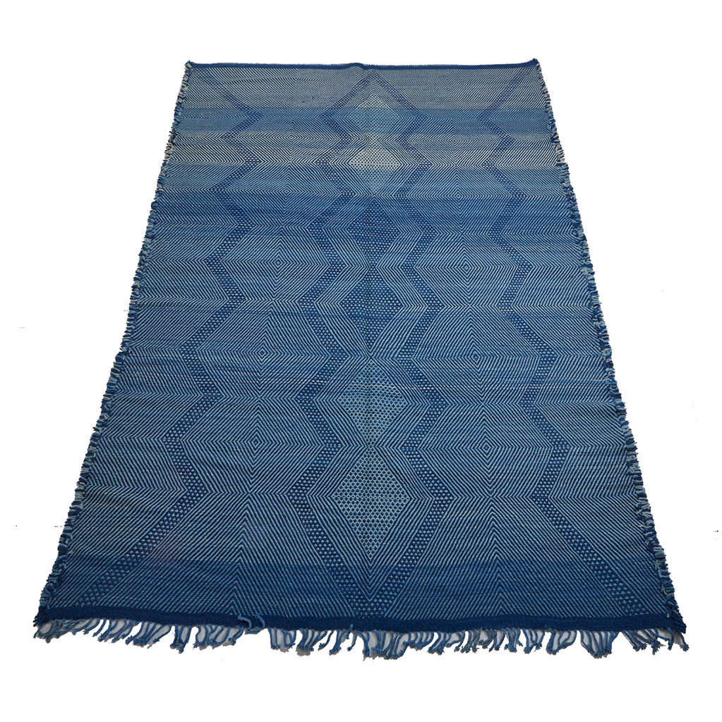 Blue geometric Moroccan flatweave rug - Kantara | Moroccan Rugs