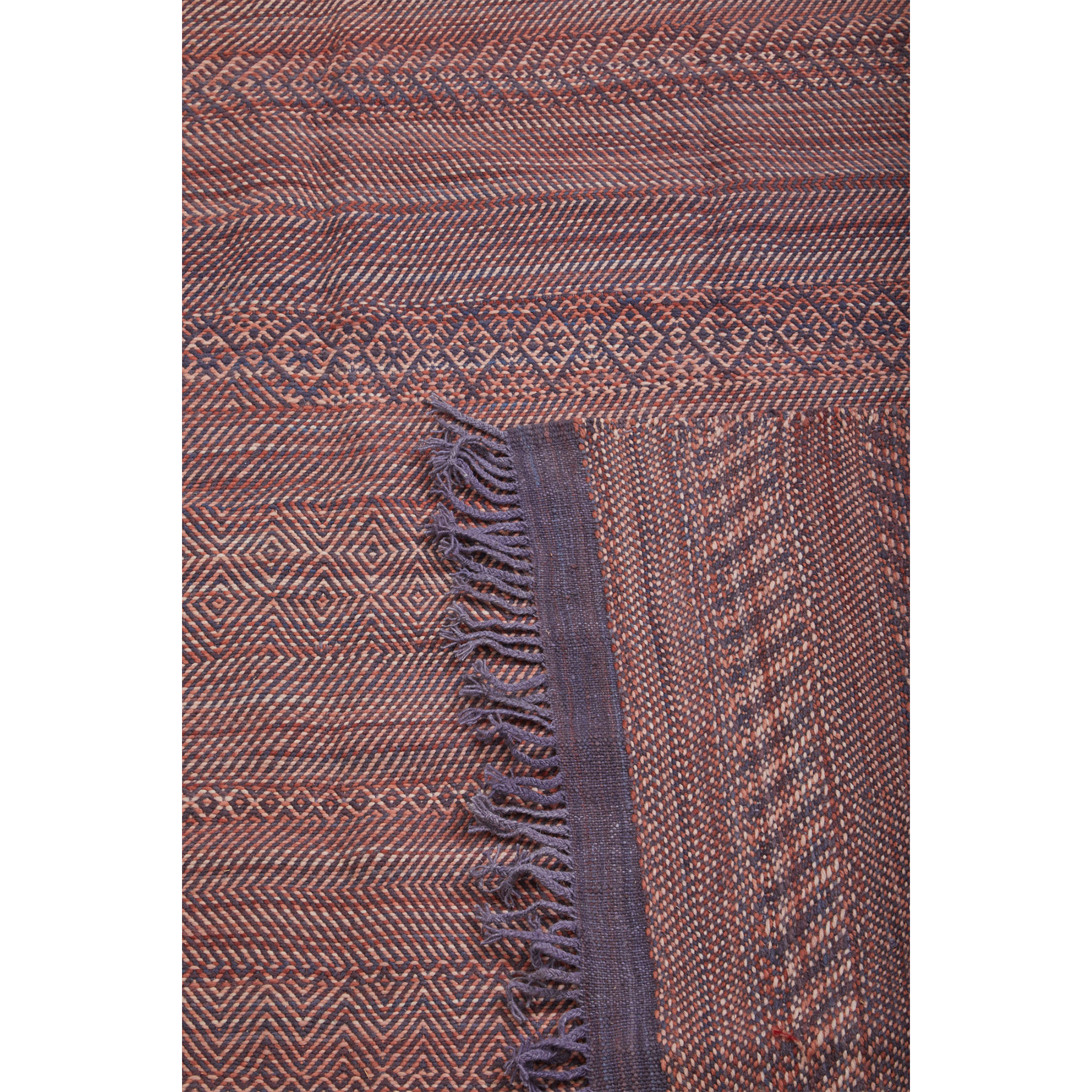 Purple fringe on Moroccan flatweave kilim