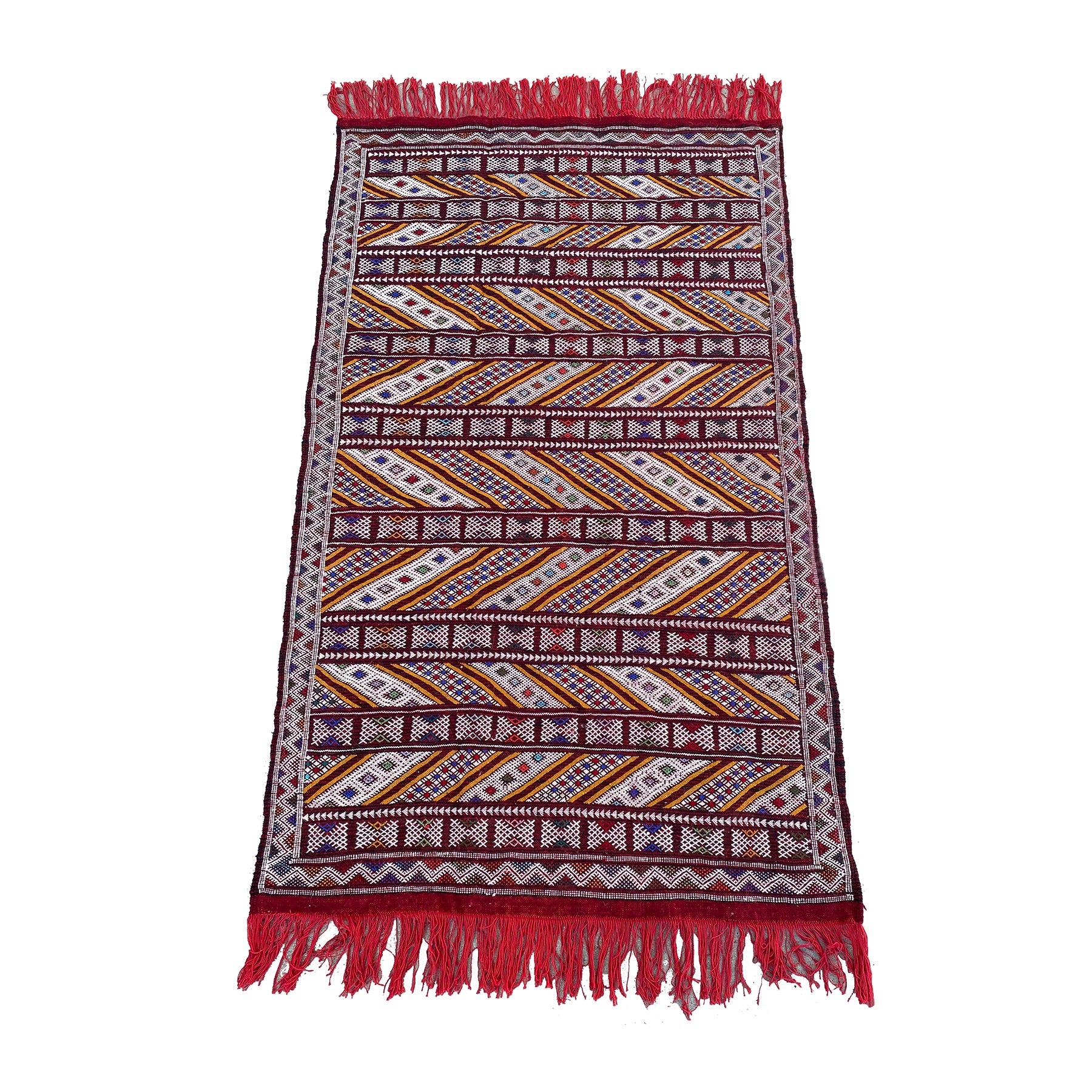 Red and gold flatwoven Moroccan kilim rug - Kantara | Moroccan Rugs