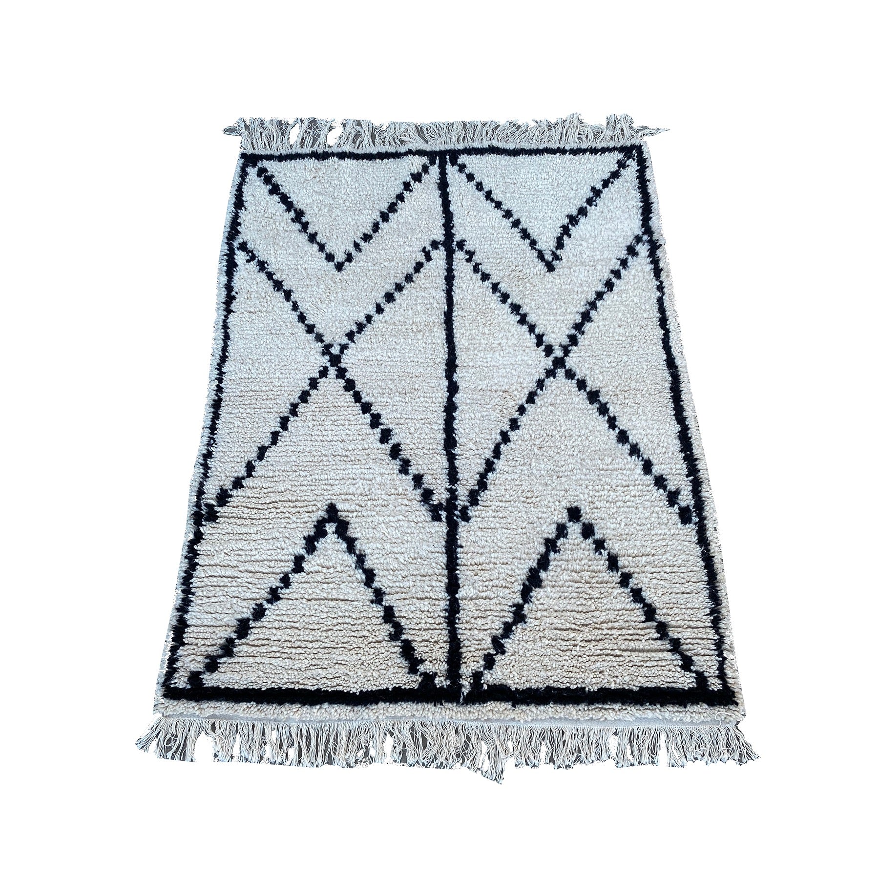 Mid century modern white high pile Moroccan berber carpet - Kantara | Moroccan Rugs