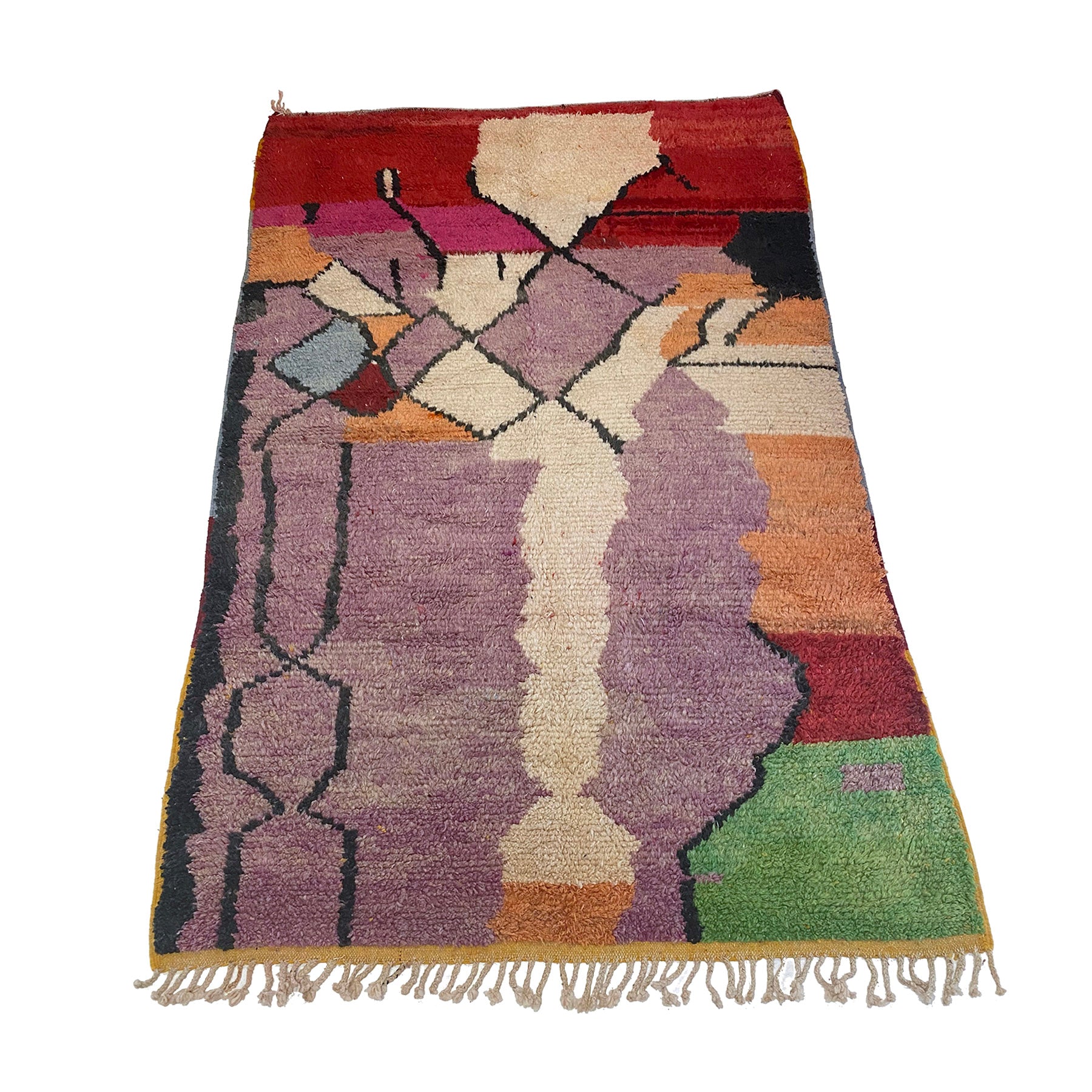 Purple and red Moroccan boujaad living room area rug - Kantara | Moroccan Rugs