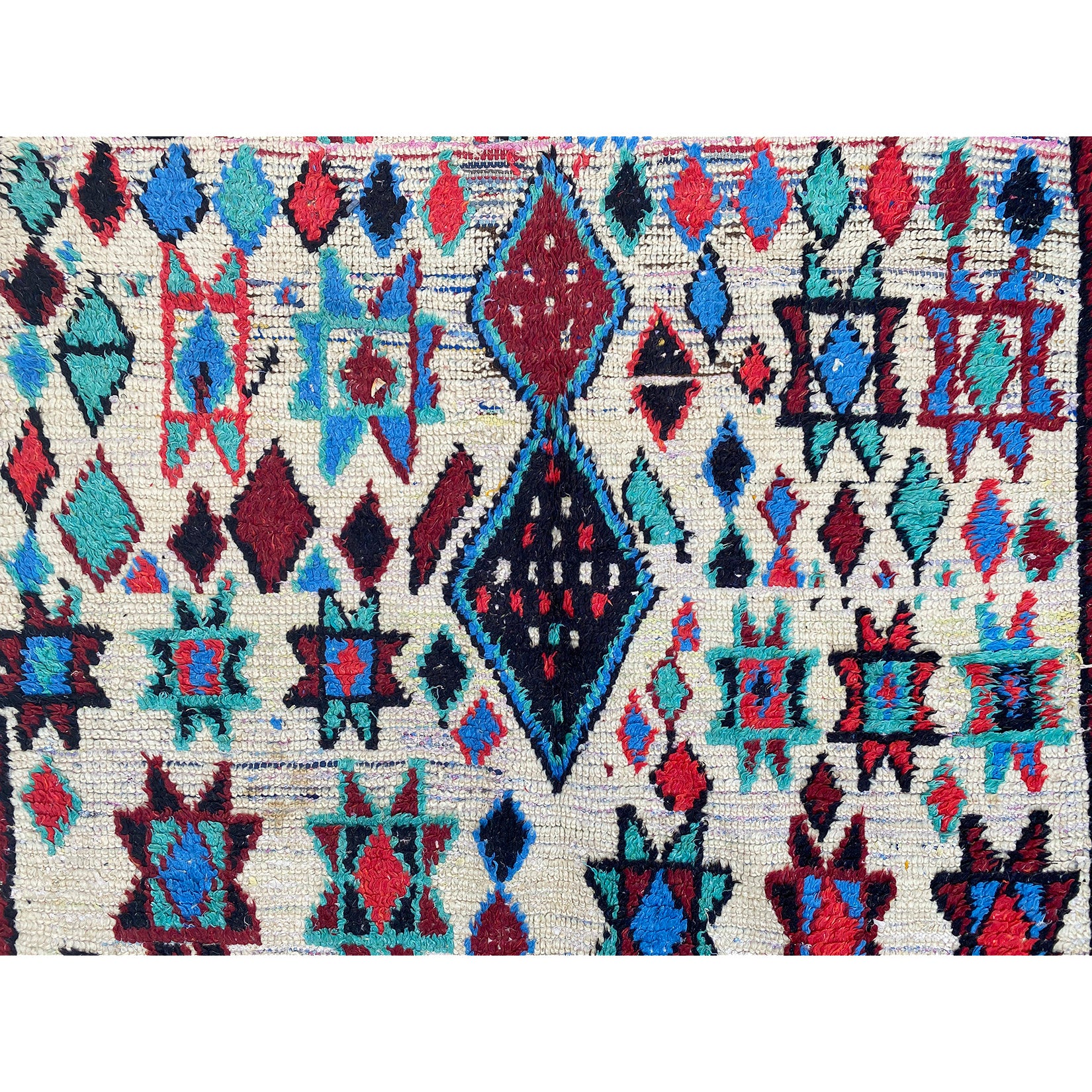 Vintage Moroccan entryway rug with colorful details - Kantara | Moroccan Rugs