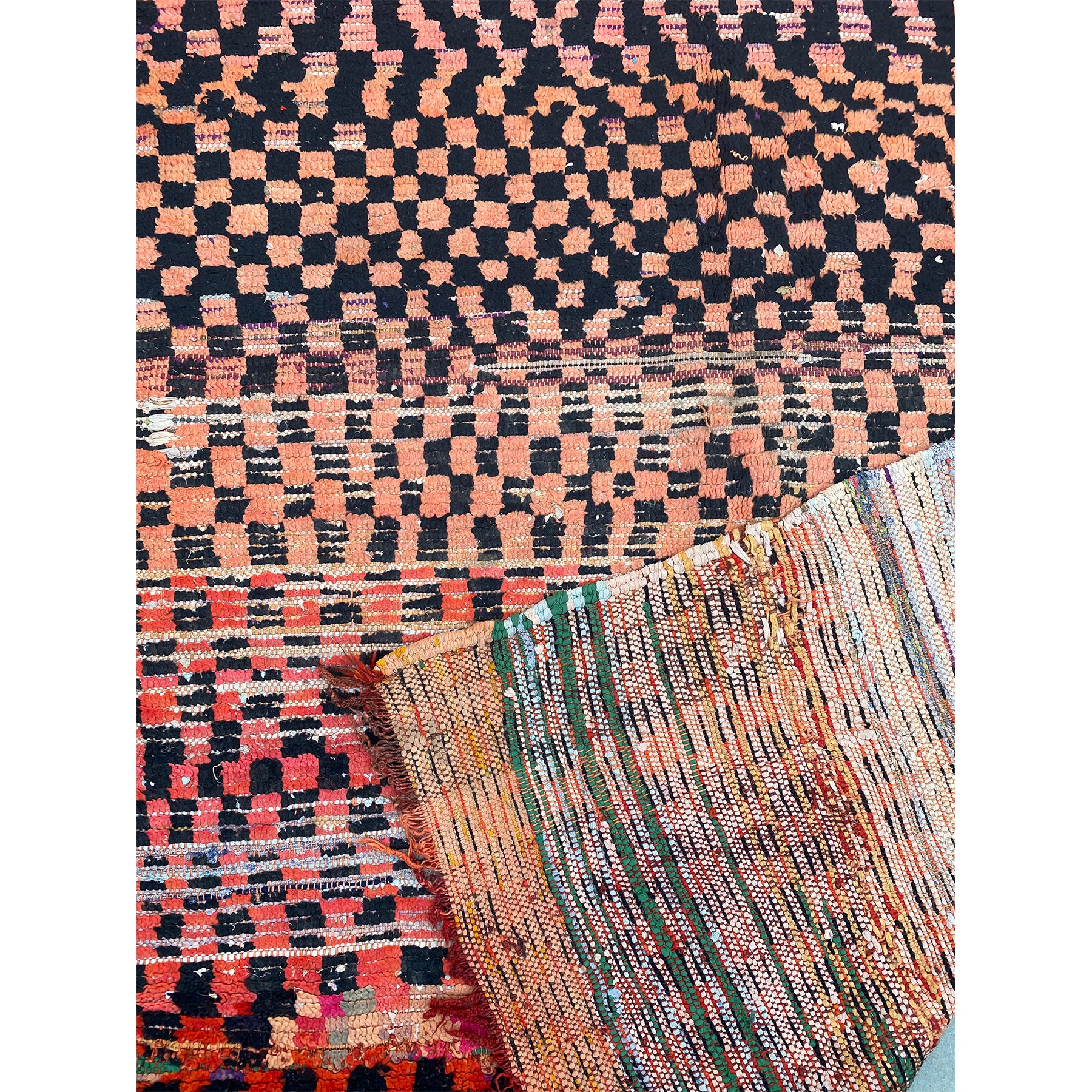 Vintage Moroccan checkerboard rug with ombré coloring - Kantara | Moroccan Rugs