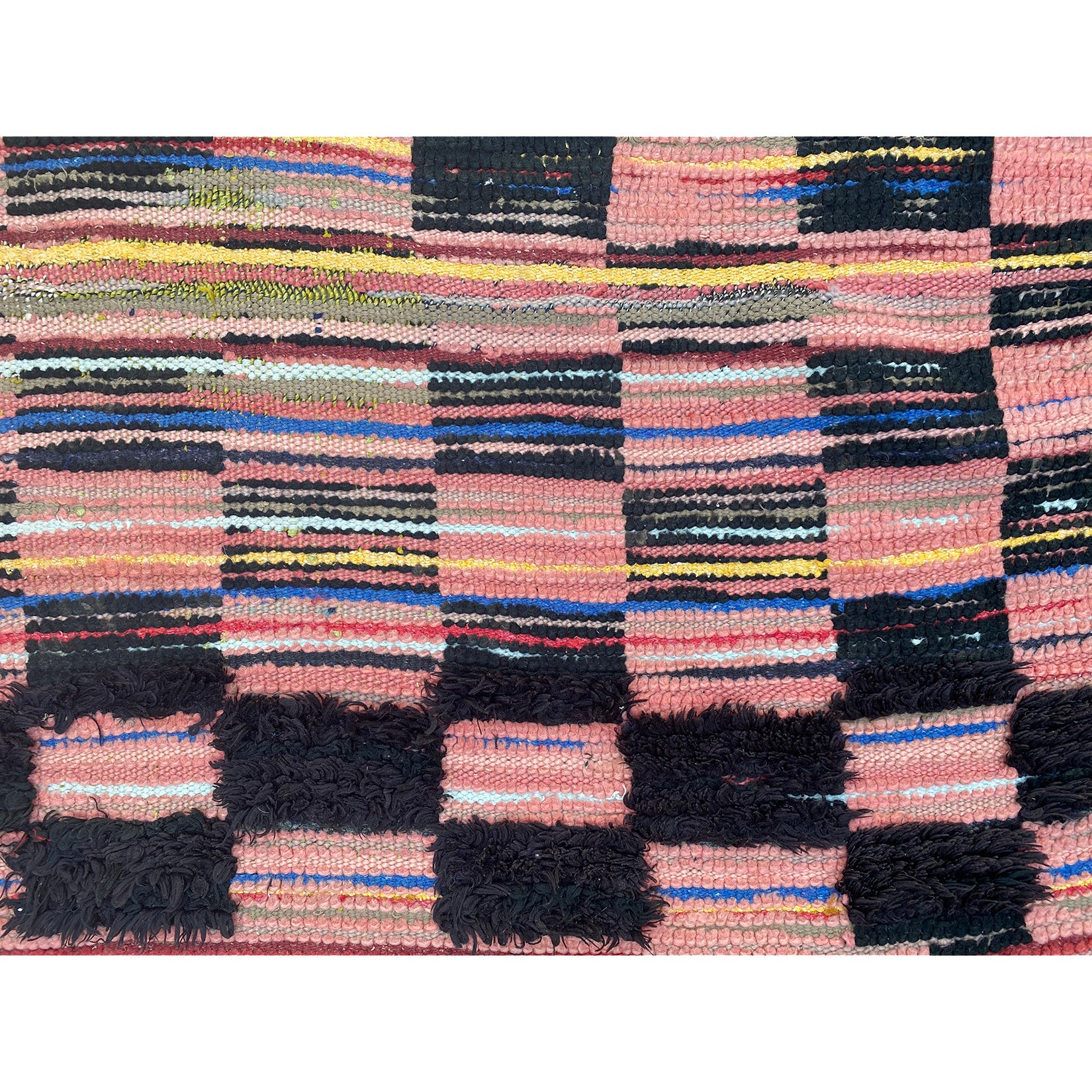 Vintage black and pink geometric Moroccan entryway rug - Kantara | Moroccan Rugs