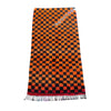 Vintage orange Moroccan checkerboard print entryway rug - Kantara | Moroccan Rugs