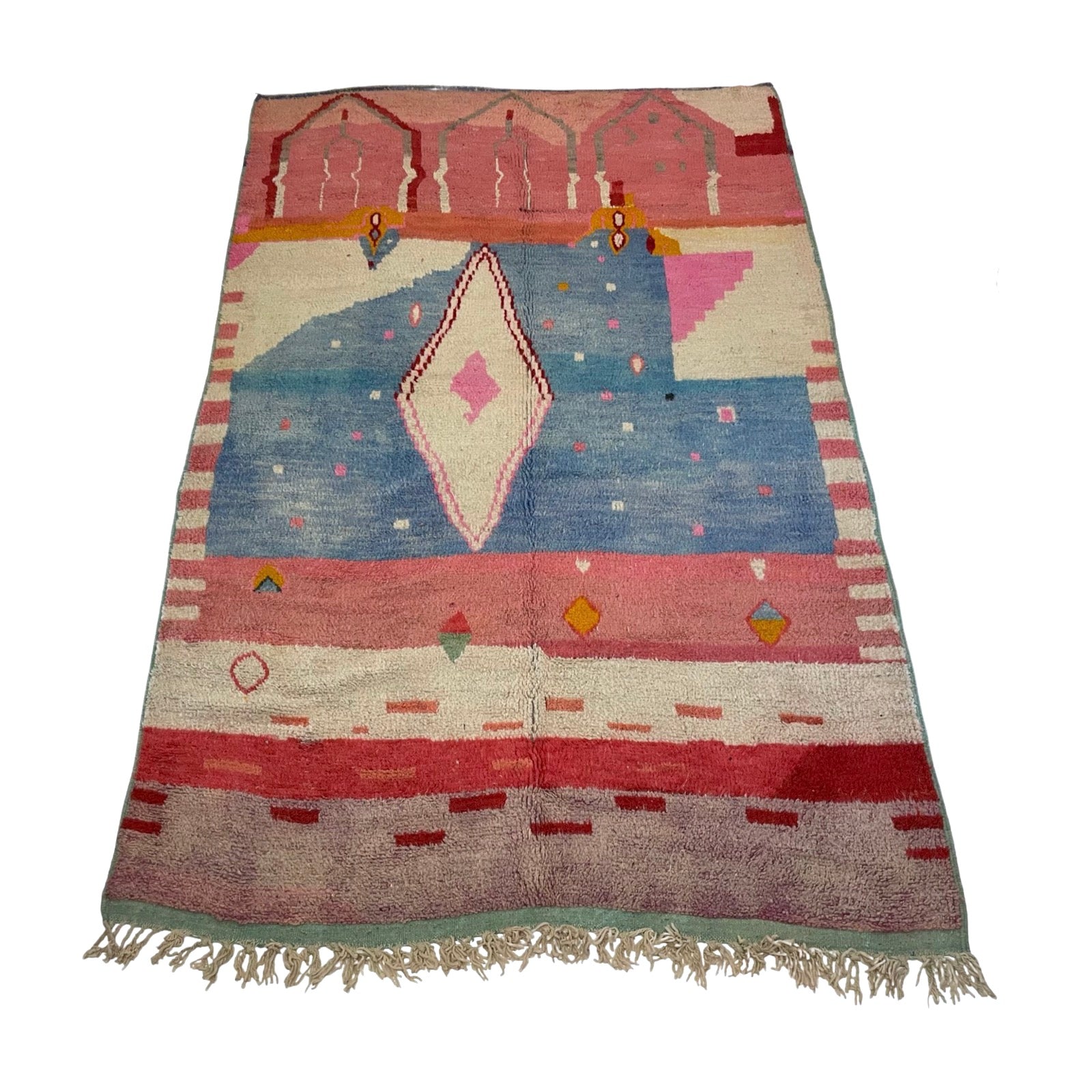 Faded pink vintage Moroccan diamond rug - Kantara | Moroccan Rugs