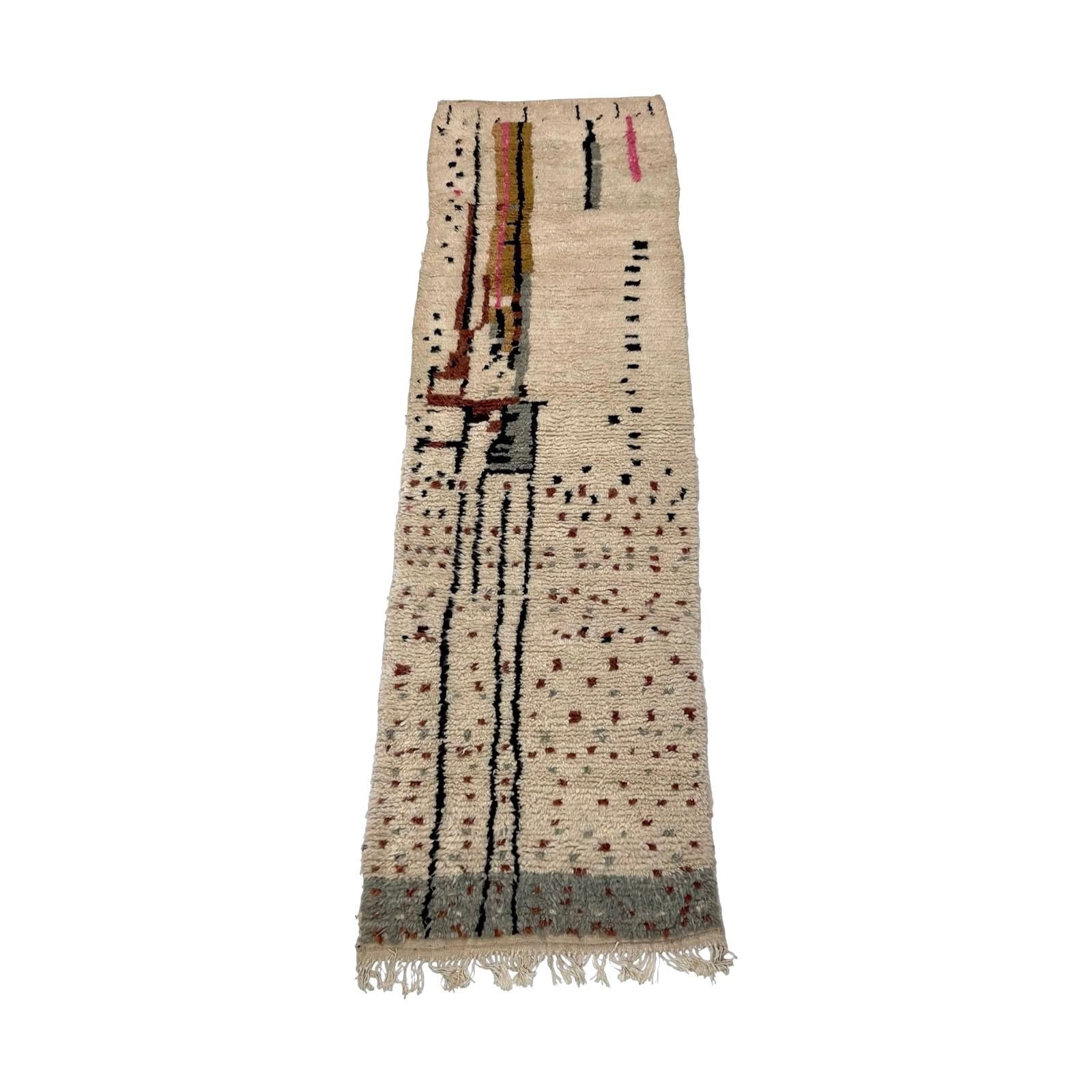 White handwoven Moroccan hallway runner rug - Kantara | Moroccan Rugs