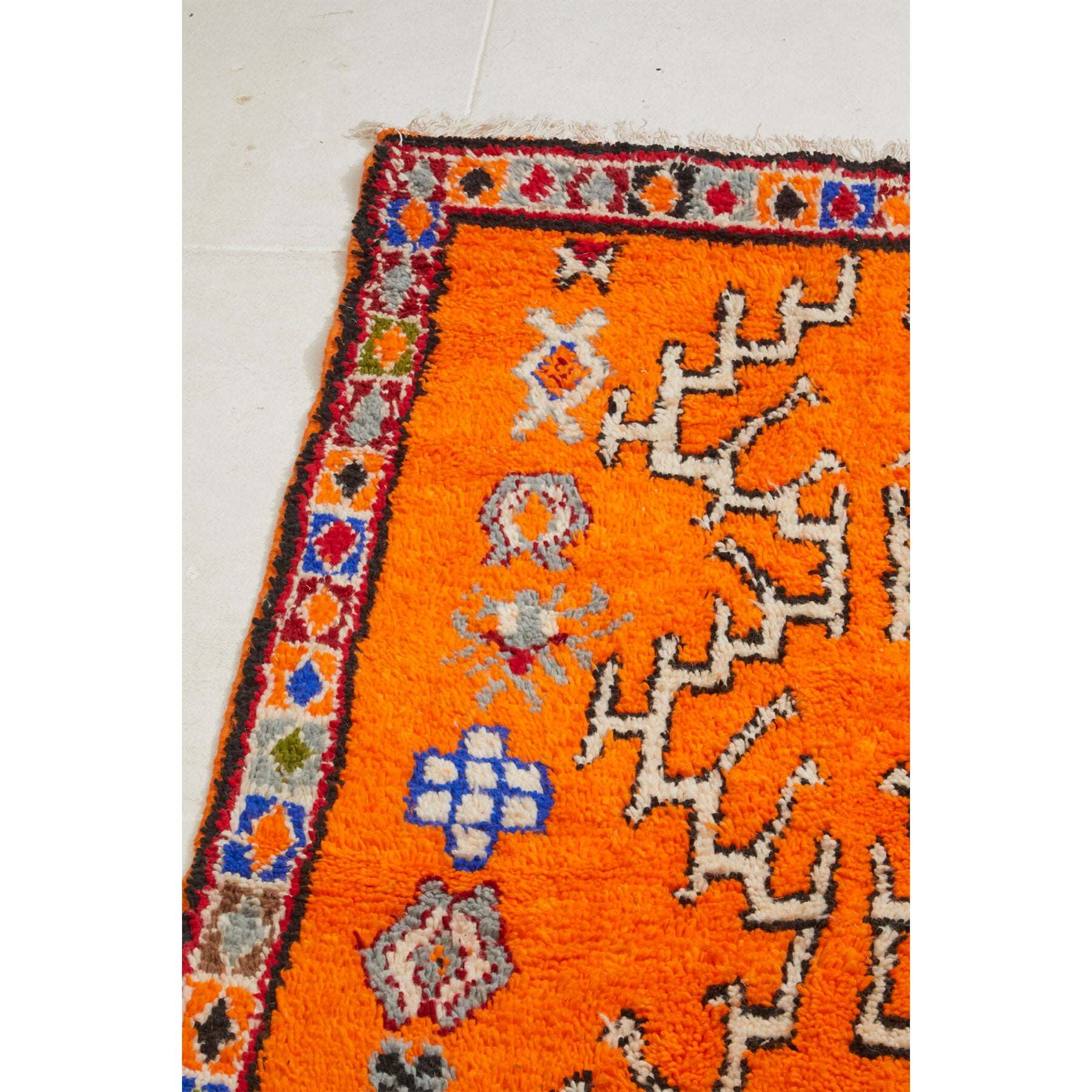 Contemporary boho chic Moroccan berber carpet in orange - Kantara | Moroccan Rugs