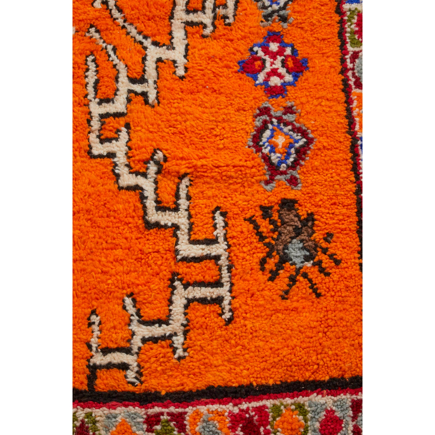 Handknotted artisan made orange tribal Moroccan Azilal rug - Kantara | Moroccan Rugs