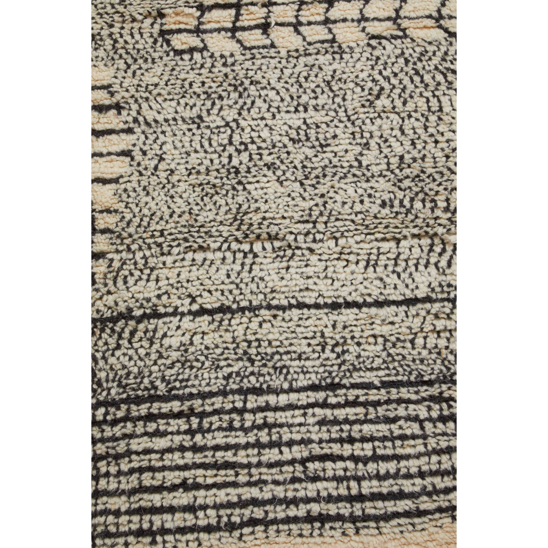 Large abstract white and black wool Moroccan berber carpet - Kantara | Moroccan Rugs