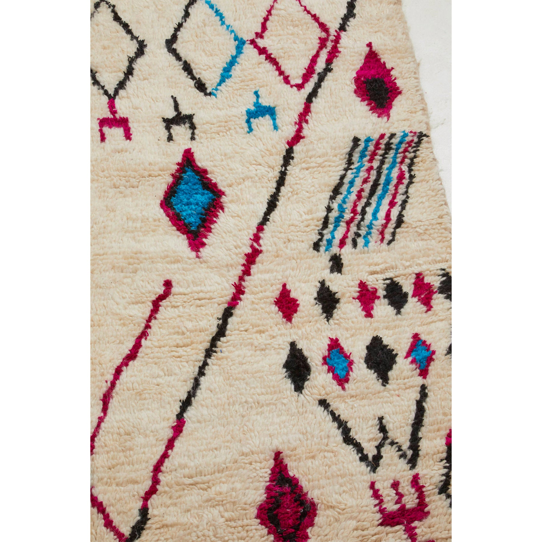 Contemporary colorful white wool Moroccan berber carpet - Kantara | Moroccan Rugs