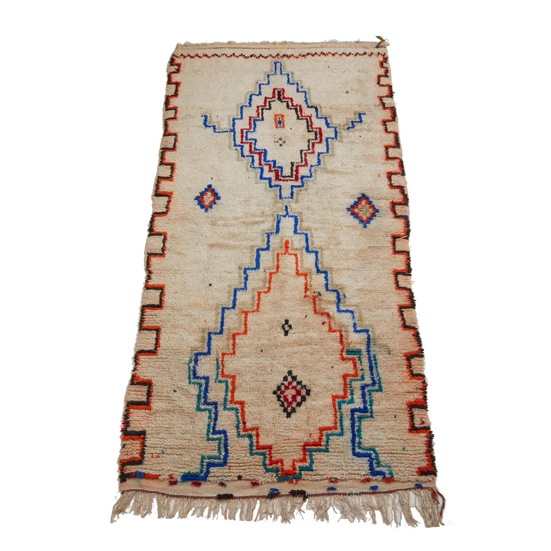 Cream colored geometric Moroccan berber carpet - Kantara | Moroccan Rugs