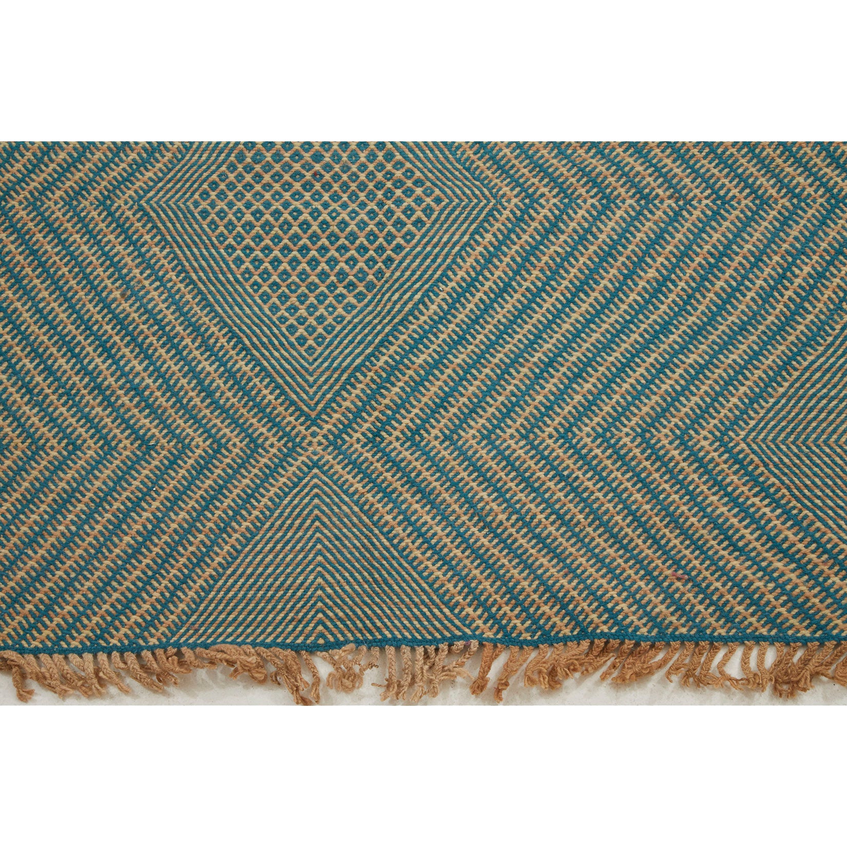 Boho chic Moroccan flatweave kilim area rug in blue ombré - Kantara | Moroccan Rugs