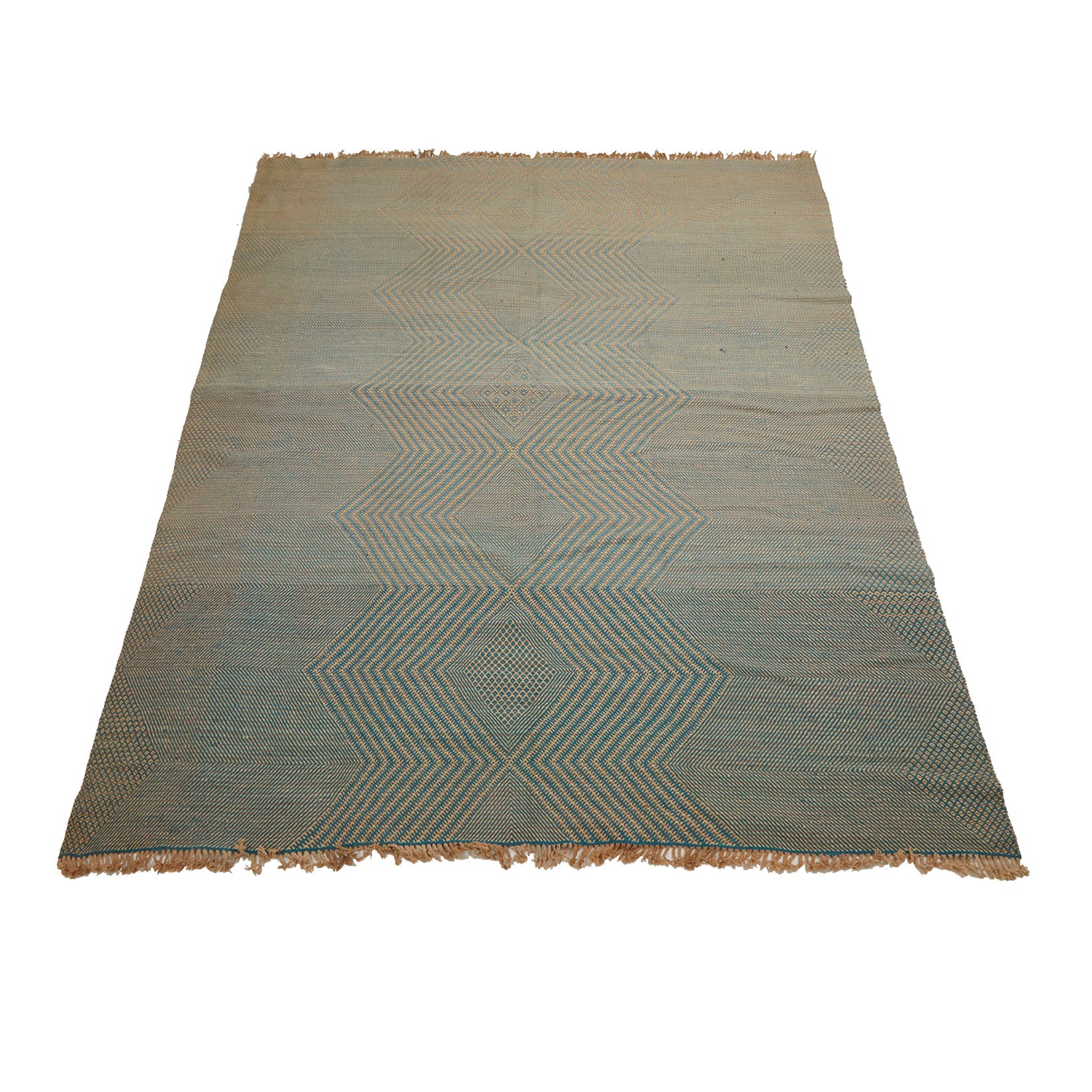Blue ombré Moroccan Zanafi flatweave rug with diamond motifs - Kantara | Moroccan Rugs