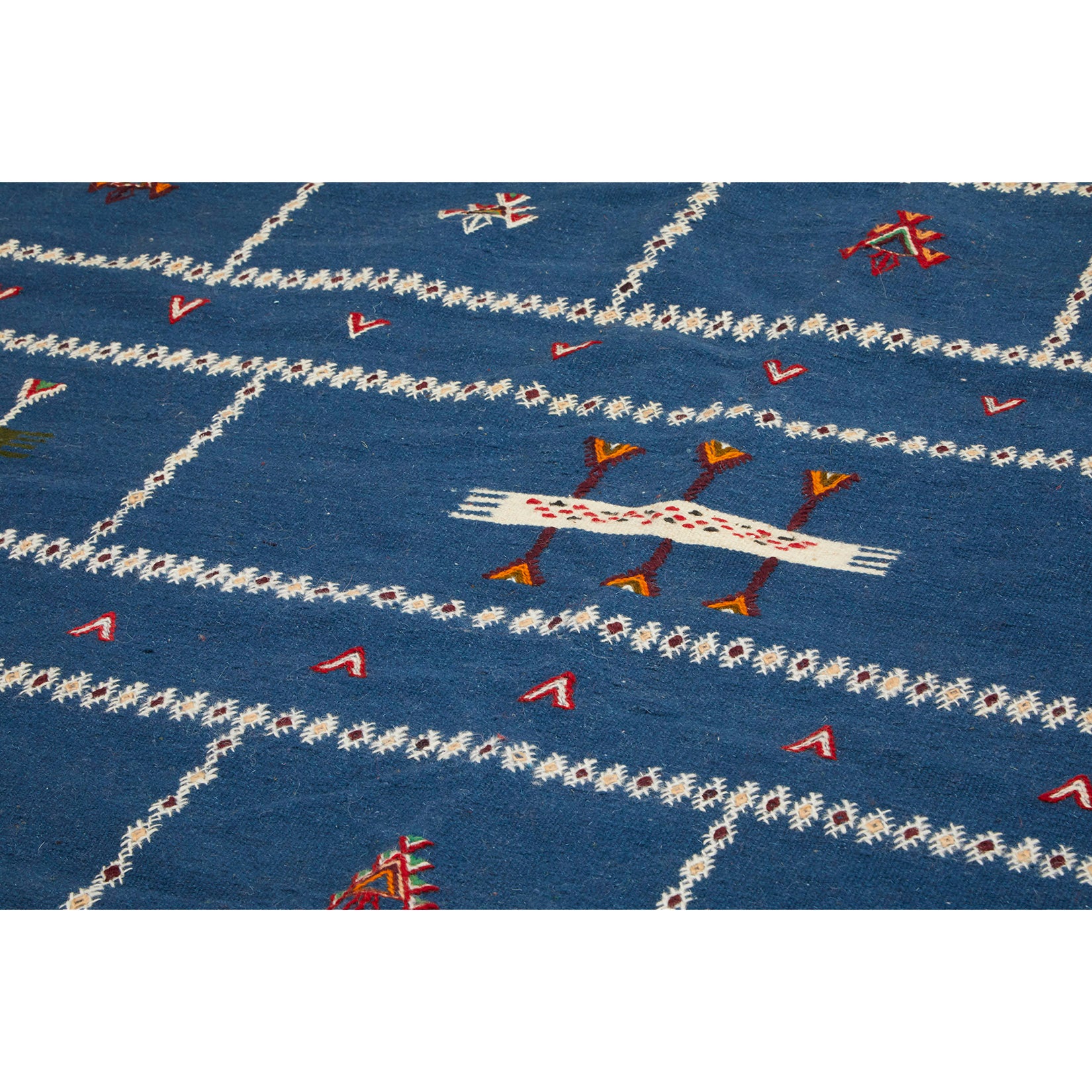 Dark blue Moroccan berber flatwoven kilim entryway rug - Kantara | Moroccan Rugs