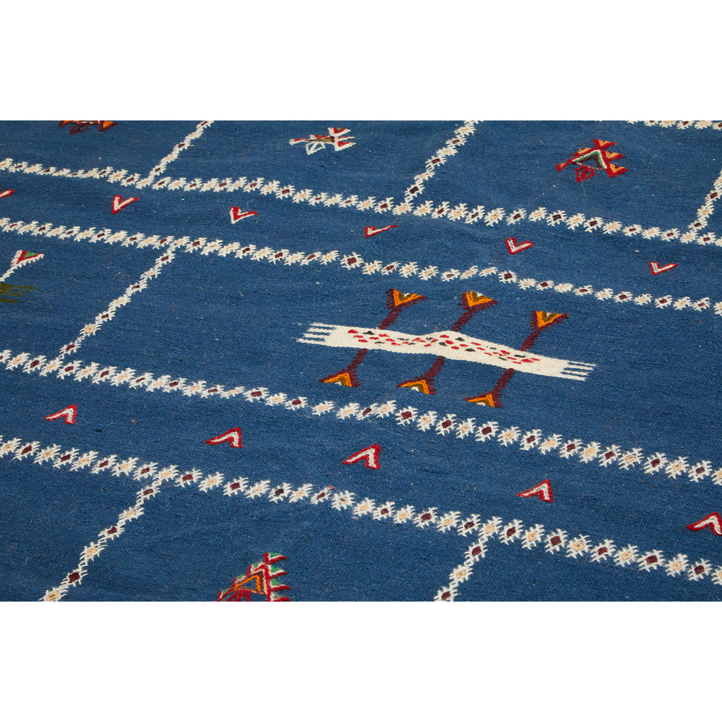 Dark blue Moroccan berber flatwoven kilim entryway rug - Kantara | Moroccan Rugs