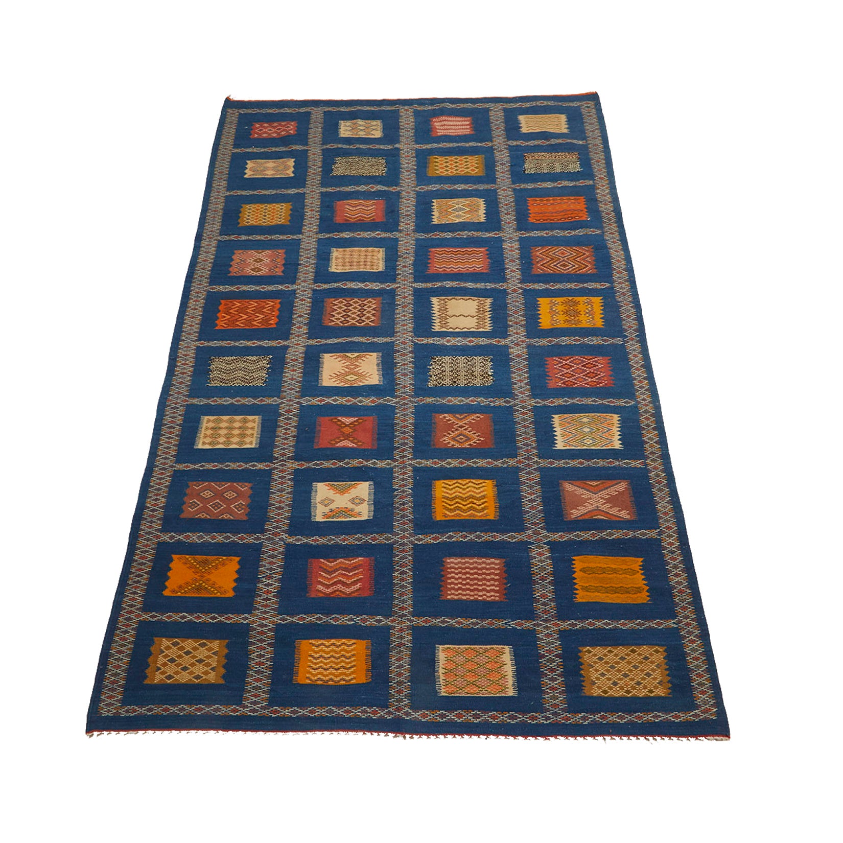 Vintage navy blue Moroccan berber flatweave kilim rug - Kantara | Moroccan Rugs