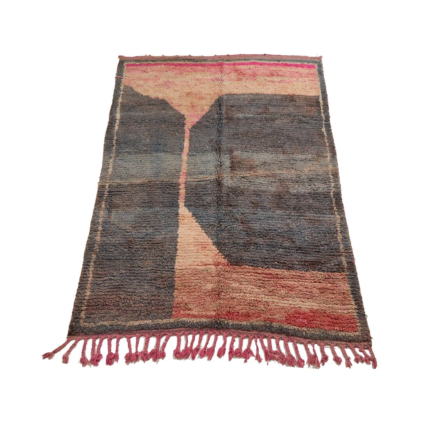 Pink and grey handknotted Moroccan rug with abstract design - Kantara | Moroccan Rugs 