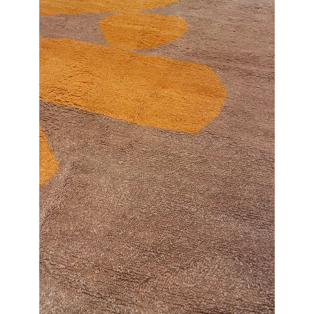 Custom design Moroccan rug with abstract pattern in yellow - Kantara | Moroccan Rugs