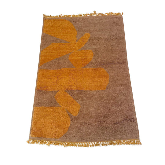 Contemporary art deco Moroccan throw rug in yellow - Kantara | Moroccan Rugs