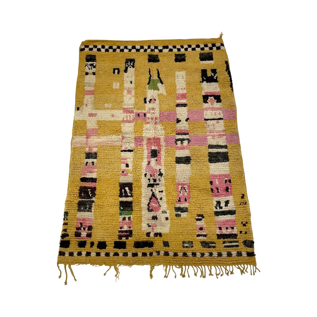 Yellow Boujaad style Moroccan rug with abstract pattern - Kantara | Moroccan Rugs