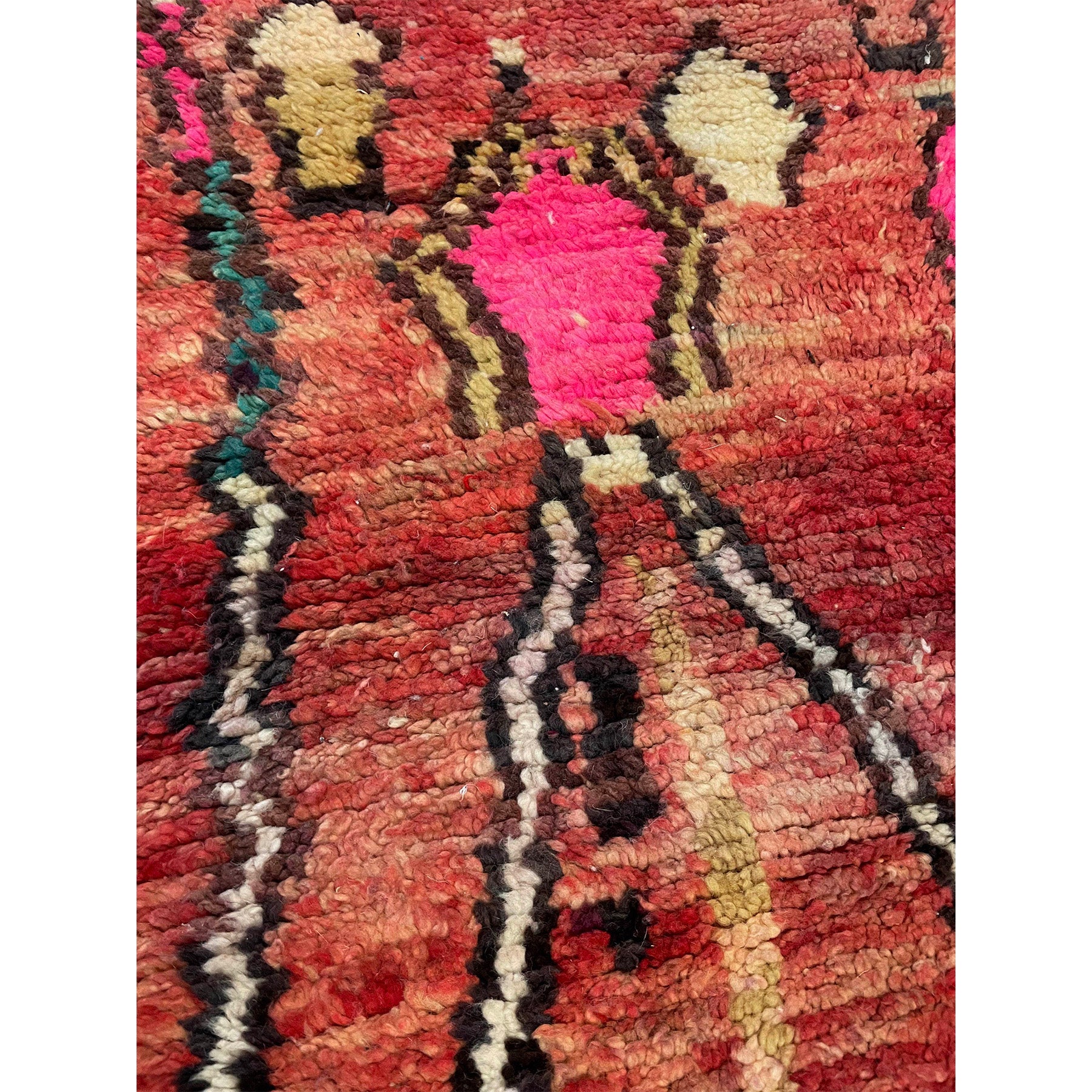 Handknotted red vintage Moroccan berber runner rug - Kantara | Moroccan Rugs