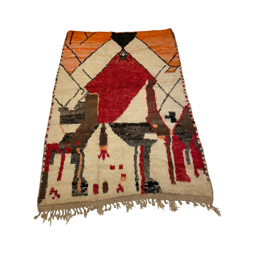 Handwoven Moroccan rug in red, orange, white, and brown - Kantara | Moroccan Rugs