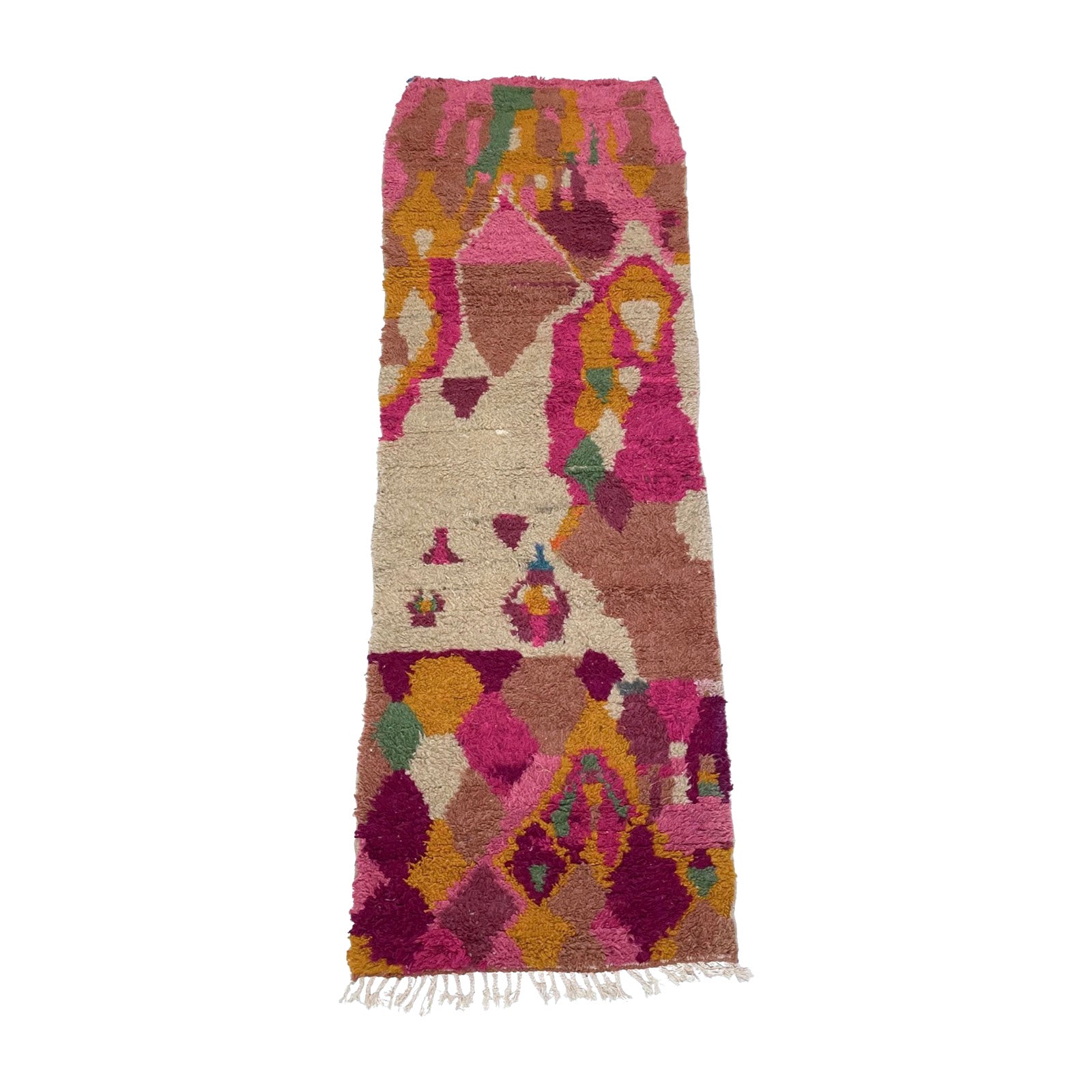 Pink vintage Moroccan runner with abstract design - Kantara | Moroccan Rugs