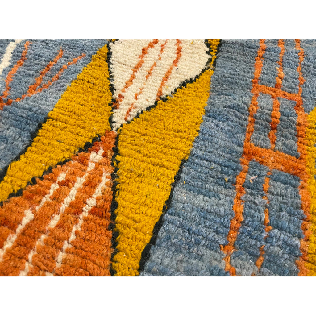 Art deco Moroccan runner in yellow, blue, and orange - Kantara | Moroccan Rugs