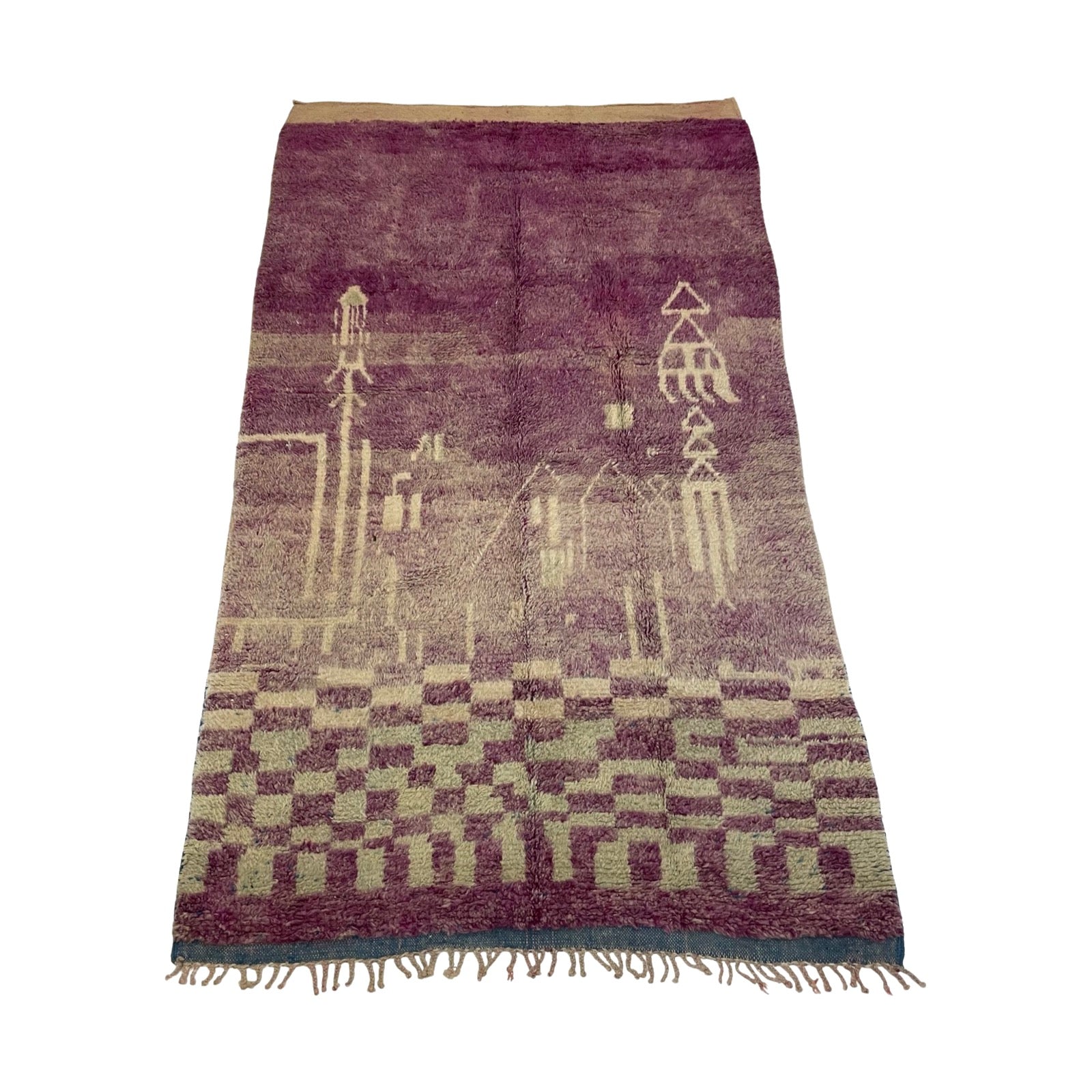 Vintage purple Moroccan rug with white details - Kantara | Moroccan Rugs