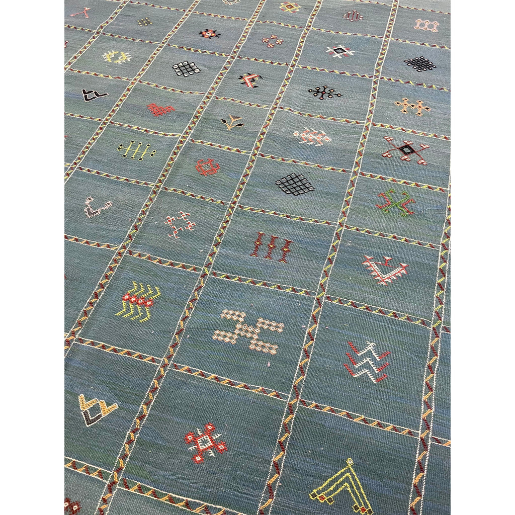 Contemporary light blue Moroccan berber flatweave kilim - Kantara | Moroccan Rugs