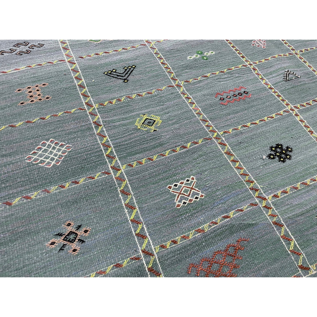 Flatwoven light blue Moroccan kilim area rug - Kantara | Moroccan Rugs