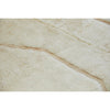 Close up of neutral Moroccan Beni Mrirt rug with plush white wool