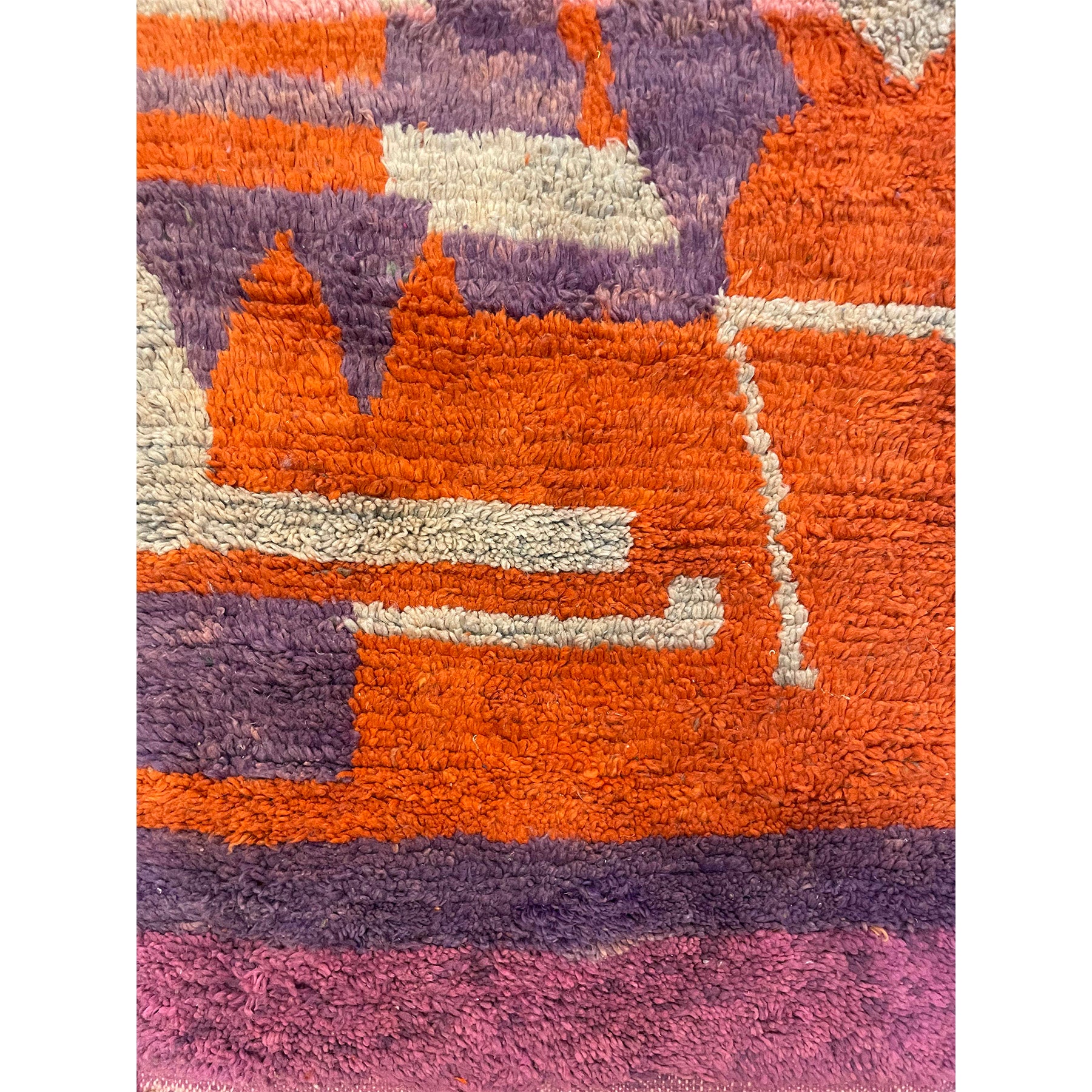 Purple Moroccan runner rug with details in orange and cream - Kantara | Moroccan Rugs