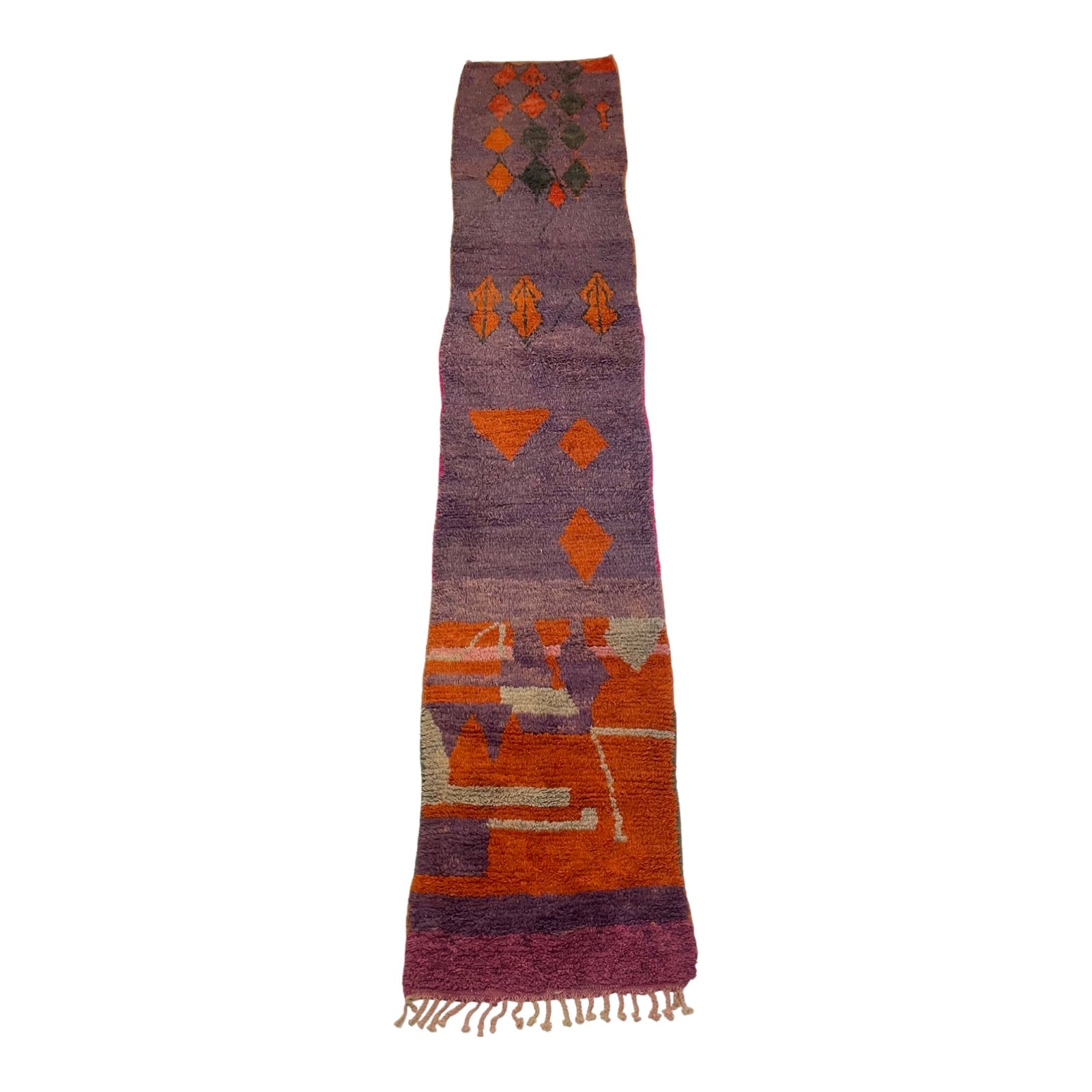 Boho chic purple and orange Moroccan berber runner rug - Kantara | Moroccan Rugs