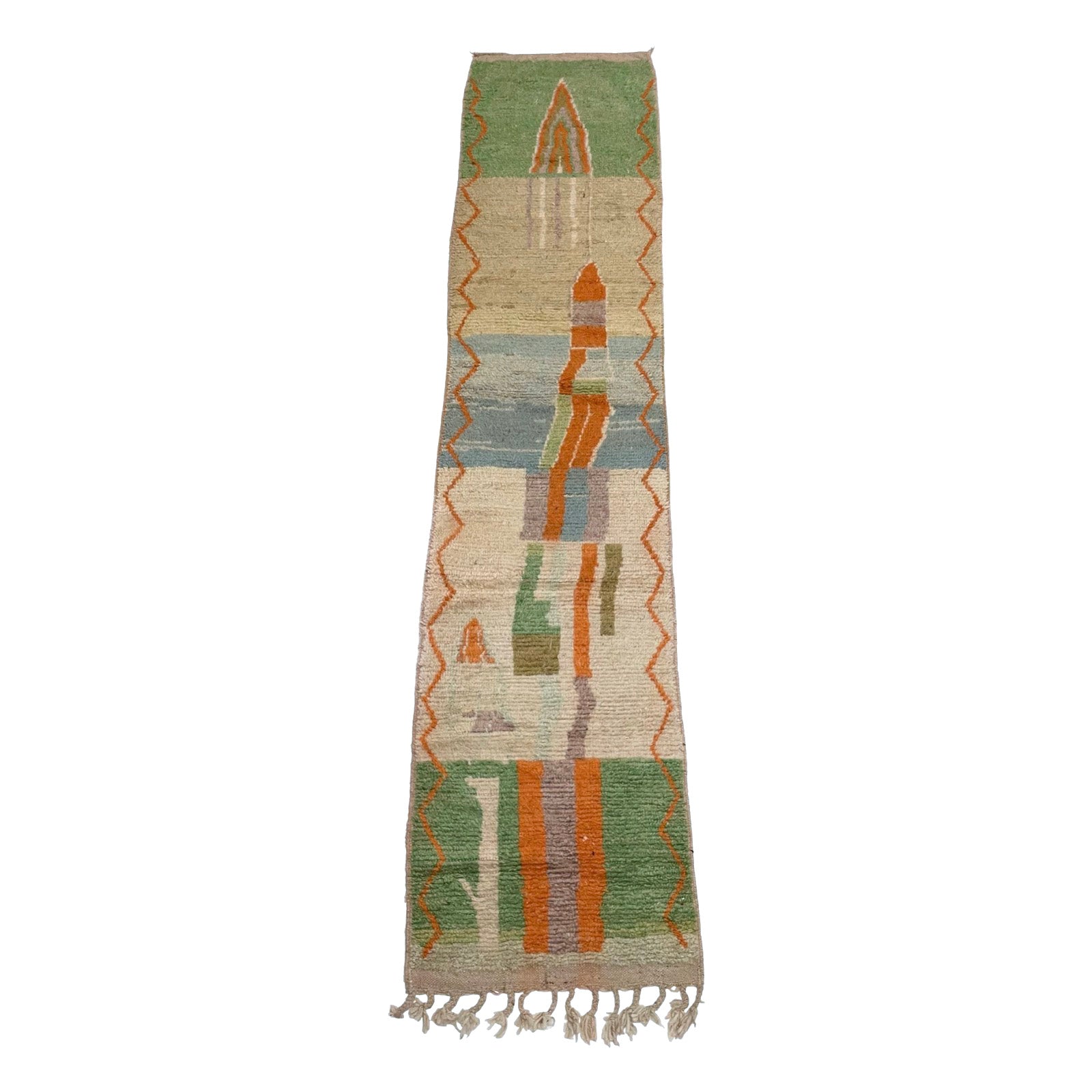 Mint green Moroccan runner with abstract design - Kantara | Moroccan Rugs