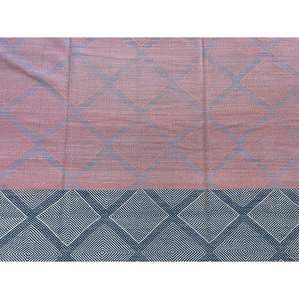 Contemporary flatwoven Moroccan diamond rug in pink, purple, and blue - Kantara | Moroccan Rugs