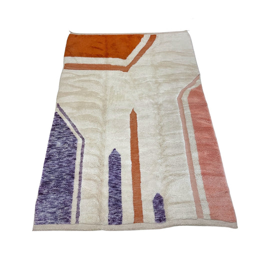 Large white Moroccan area rug with colorful pattern - Kantara | Moroccan Rugs