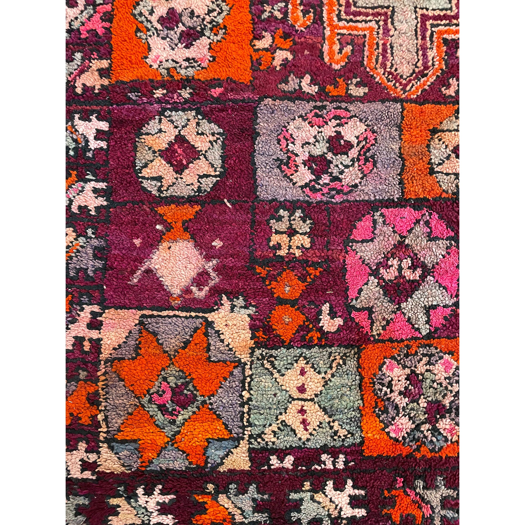 Colorful vintage pink and purple Moroccan bedroom rug - Kantara | Moroccan Rugs