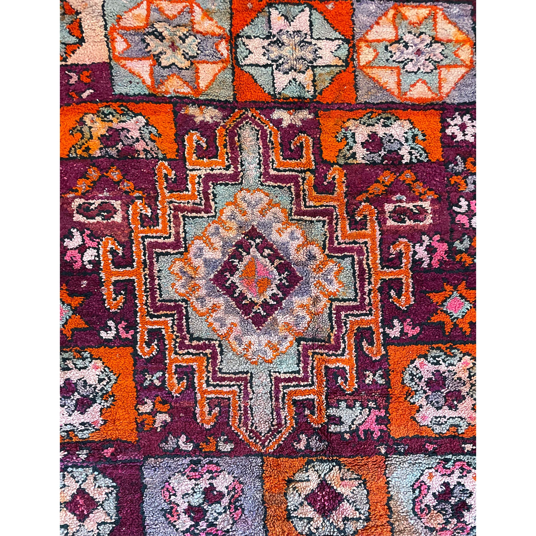 Moroccan Rug Material Purple Moroccan rug with central diamond lozenge– Kantara | Moroccan Rugs